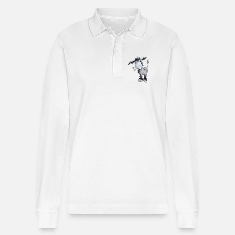 Knuffiger Esel - Stanley/Stella Unisex Bio-Langarm-Poloshirt Prepster - Weiß