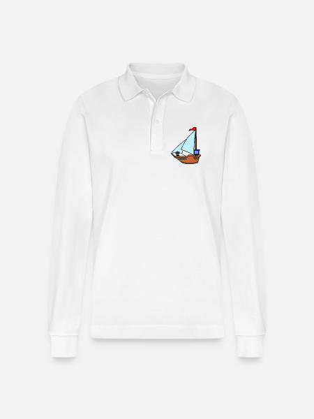 Toy sailboat - Stanley/Stella Organic Unisex Long-Sleeved Polo Shirt Prepster - white