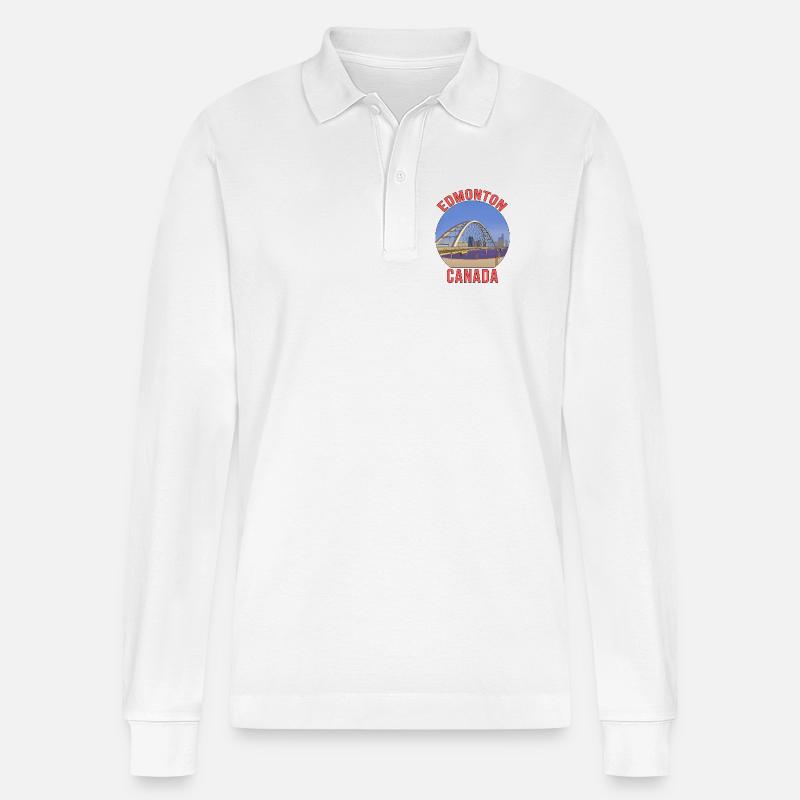 Edmonton, Kanada - Stanley/Stella Unisex Bio-Langarm-Poloshirt Prepster - Weiß