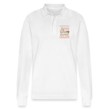 Hässlicher Weihnachtspullover - Stanley/Stella Unisex Bio-Langarm-Poloshirt Prepster - Weiß - Vorne - Anna (173cm) & Nico (186cm)