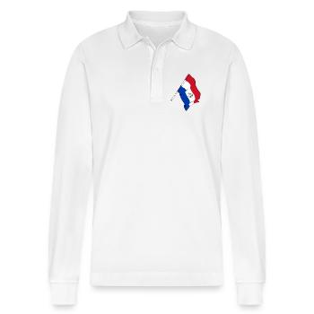 Flagge von Paraguay - Stanley/Stella Unisex Bio-Langarm-Poloshirt Prepster - Weiß - Vorne - Anna (173cm) & Nico (186cm)