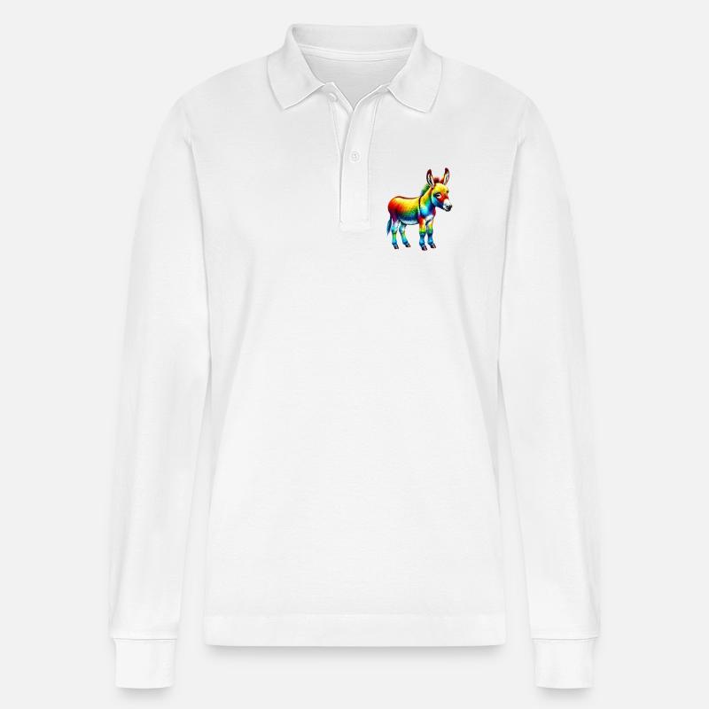 Esel-Maultier - Stanley/Stella Unisex Bio-Langarm-Poloshirt Prepster - Weiß