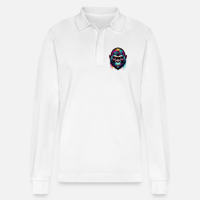 Gorilla - Stanley/Stella Unisex Bio-Langarm-Poloshirt Prepster - Weiß