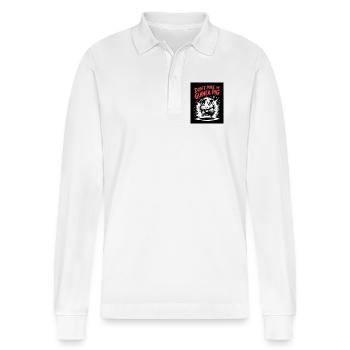 Don't Poke the Guinea Pig Motto - Stanley/Stella Organic Unisex Long-Sleeved Polo Shirt Prepster - white - Front - Anna (173cm) & Nico (186cm)