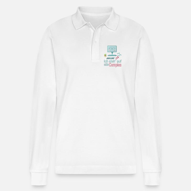 Ich steh' auf süße Computer - Stanley/Stella Unisex Bio-Langarm-Poloshirt Prepster - Weiß