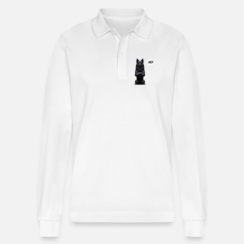No Schwarzer Schäferhund Schäferhundbesitzer  - Stanley/Stella Unisex Bio-Langarm-Poloshirt Prepster - Weiß