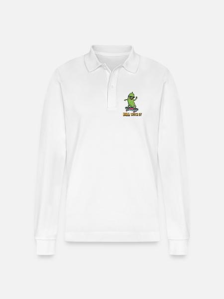 Pickle Vibes - Stanley/Stella Organic Unisex Long-Sleeved Polo Shirt Prepster - white