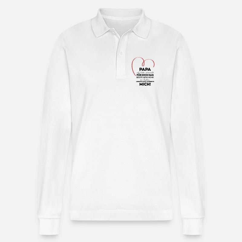 Papa lustiges Geschenk - Stanley/Stella Unisex Bio-Langarm-Poloshirt Prepster - Weiß