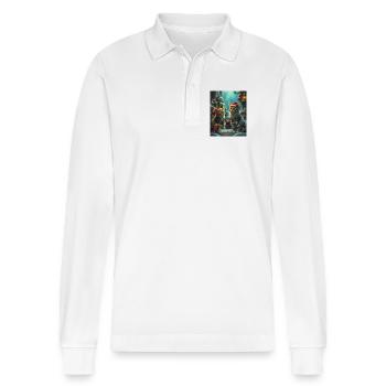 Didimaus - Stanley/Stella Unisex Bio-Langarm-Poloshirt Prepster - Weiß - Vorne - Anna (173cm) & Nico (186cm)