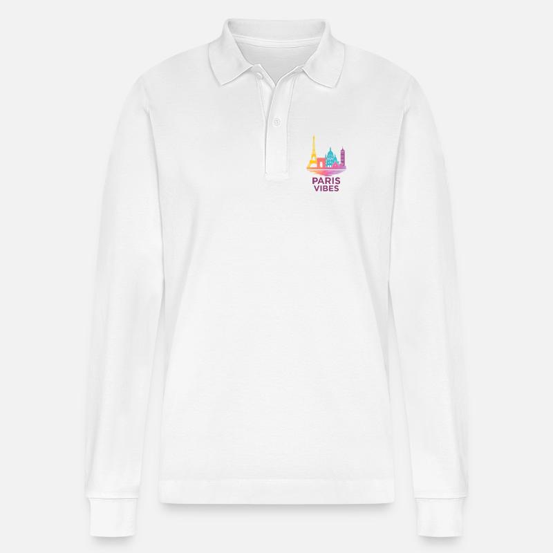 Silhouette de gradient de Paris Vibes - Polo à manches longues bio PREPSTER Stanley/Stella Unisexe - blanc