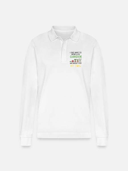 Gartenhundebesitzer Mama Papa Haustiereltern - Stanley/Stella Unisex Bio-Langarm-Poloshirt Prepster - Weiß