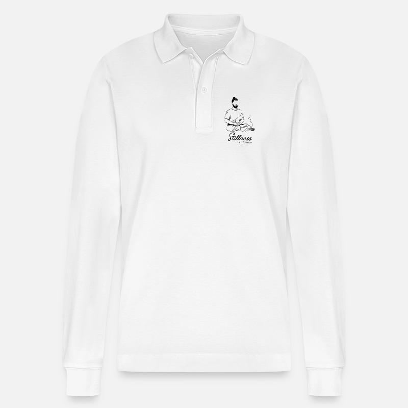 Stillness is Power - Stanley/Stella Unisex Bio-Langarm-Poloshirt Prepster - Weiß