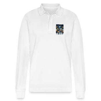 Street Dream Lowrider-Nächte - Stanley/Stella Unisex Bio-Langarm-Poloshirt Prepster - Weiß - Vorne - Anna (173cm) & Nico (186cm)