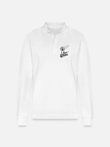 Just Relax Motif – Fun Chill Design - Stanley/Stella Organic Unisex Long-Sleeved Polo Shirt Prepster - white
