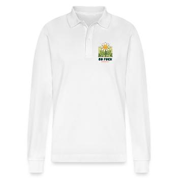 Freche Blume - Stanley/Stella Unisex Bio-Langarm-Poloshirt Prepster - Weiß - Vorne - Anna (173cm) & Nico (186cm)