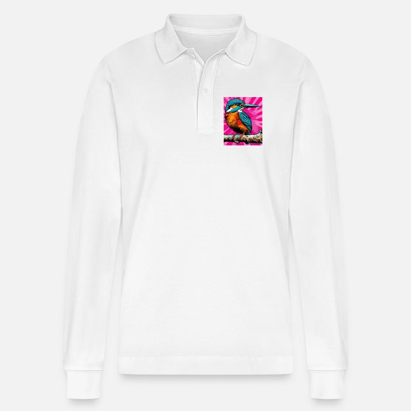 Eisvogel - Stanley/Stella Unisex Bio-Langarm-Poloshirt Prepster - Weiß