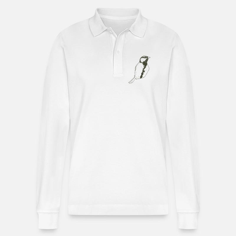 Schlichte Vogelsilhouette - Stanley/Stella Unisex Bio-Langarm-Poloshirt Prepster - Weiß