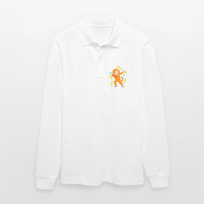 Tamarin Monkey Monkey Monkey Monkey Face Stanley/Stella Organic Unisex Long-Sleeved Polo Shirt Prepster