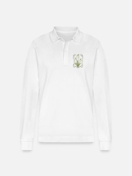 Snowdrops in Art Nouveau style - Stanley/Stella Organic Unisex Long-Sleeved Polo Shirt Prepster - white