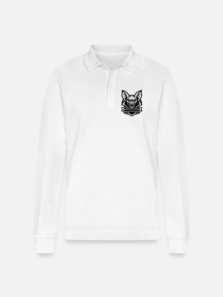 Fledermaus Maskottchen Logo - Stanley/Stella Unisex Bio-Langarm-Poloshirt Prepster - Weiß