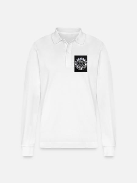 Diamantgeometrische Mandala - Stanley/Stella Unisex Bio-Langarm-Poloshirt Prepster - Weiß