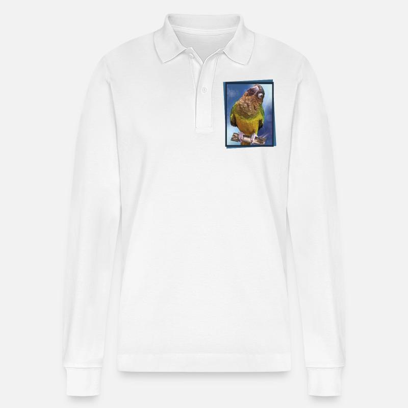 Schmutziges Gesicht Papagei - Stanley/Stella Unisex Bio-Langarm-Poloshirt Prepster - Weiß
