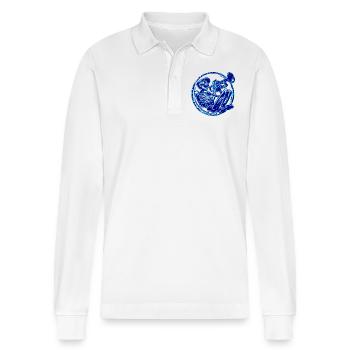 the little trumpeter - Stanley/Stella Organic Unisex Long-Sleeved Polo Shirt Prepster - white - Front - Anna (173cm) & Nico (186cm)
