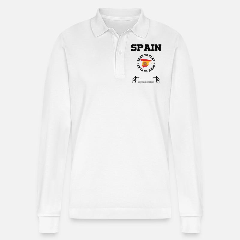 Spanien - Stanley/Stella Unisex Bio-Langarm-Poloshirt Prepster - Weiß