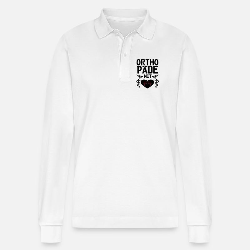 Orthopäde mit Herz Geschenk - Stanley/Stella Unisex Bio-Langarm-Poloshirt Prepster - Weiß