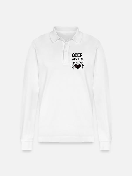Oberärztin mit Herz Geschenk - Stanley/Stella Unisex Bio-Langarm-Poloshirt Prepster - Weiß