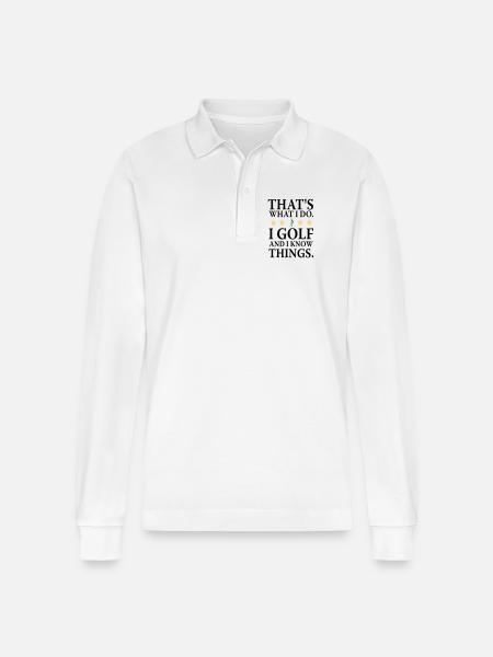 Ich do Golf - Stanley/Stella Organic Unisex Long-Sleeved Polo Shirt Prepster - white