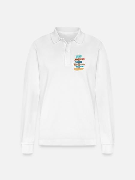 Urlaub - Stanley/Stella Unisex Bio-Langarm-Poloshirt Prepster - Weiß