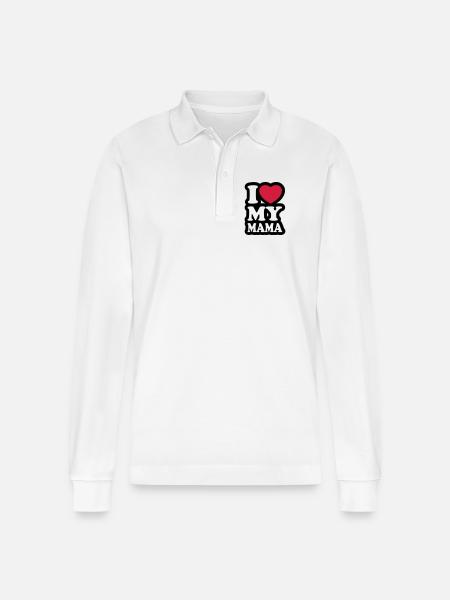 I love my mama - Stanley/Stella Organic Unisex Long-Sleeved Polo Shirt Prepster - white