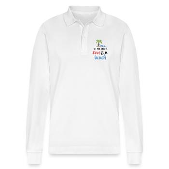 Alles, was Sie brauchen, ist Liebe und ein Strand - Stanley/Stella Unisex Bio-Langarm-Poloshirt Prepster - Weiß - Vorne - Anna (173cm) & Nico (186cm)