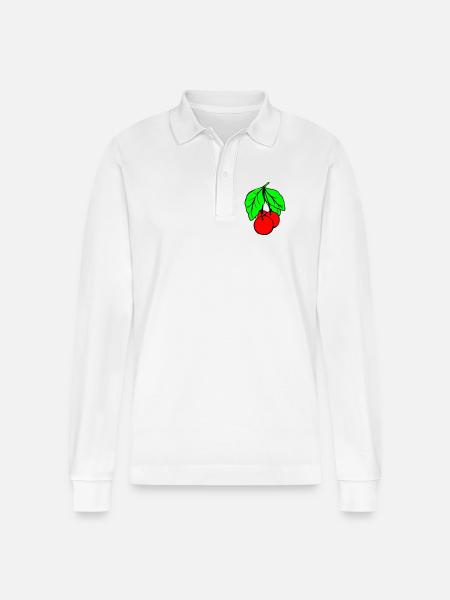 Cerises - Polo à manches longues bio PREPSTER Stanley/Stella Unisexe - blanc