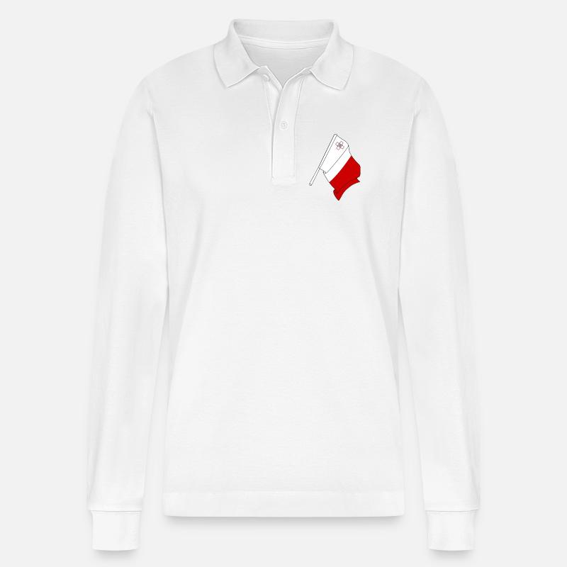 Drapeau de Malte - Polo à manches longues bio PREPSTER Stanley/Stella Unisexe - blanc