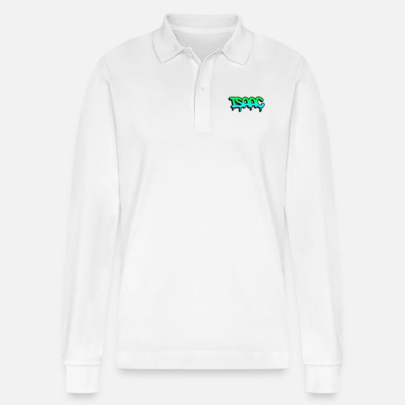 Graffiti Vorname Isaac - Stanley/Stella Unisex Bio-Langarm-Poloshirt Prepster - Weiß