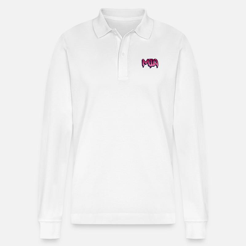 Graffiti Name Mia - Stanley/Stella Unisex Bio-Langarm-Poloshirt Prepster - Weiß