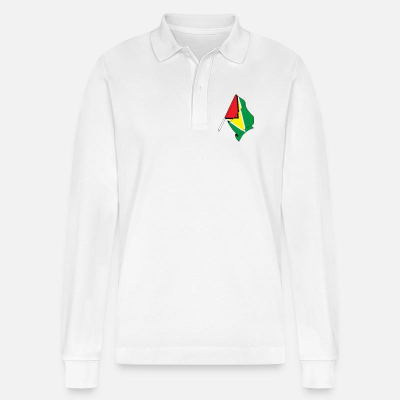 Drapeau de la Guyane - Polo à manches longues bio PREPSTER Stanley/Stella Unisexe - blanc