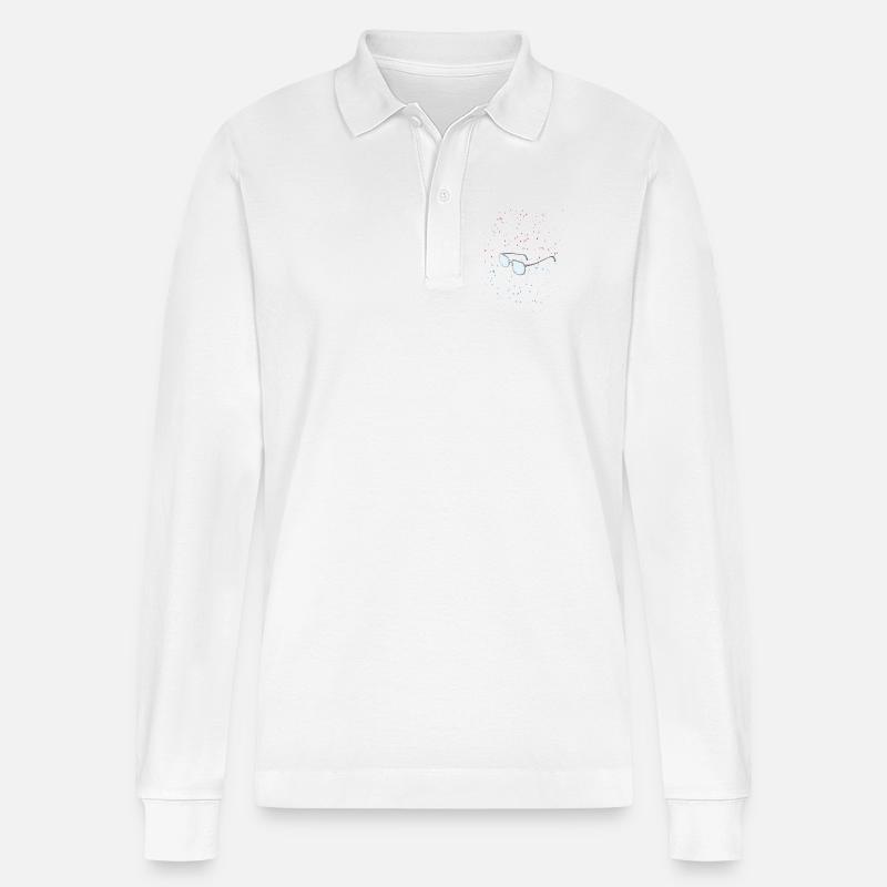 glasses in the space - Stanley/Stella Unisex Bio-Langarm-Poloshirt Prepster - Weiß