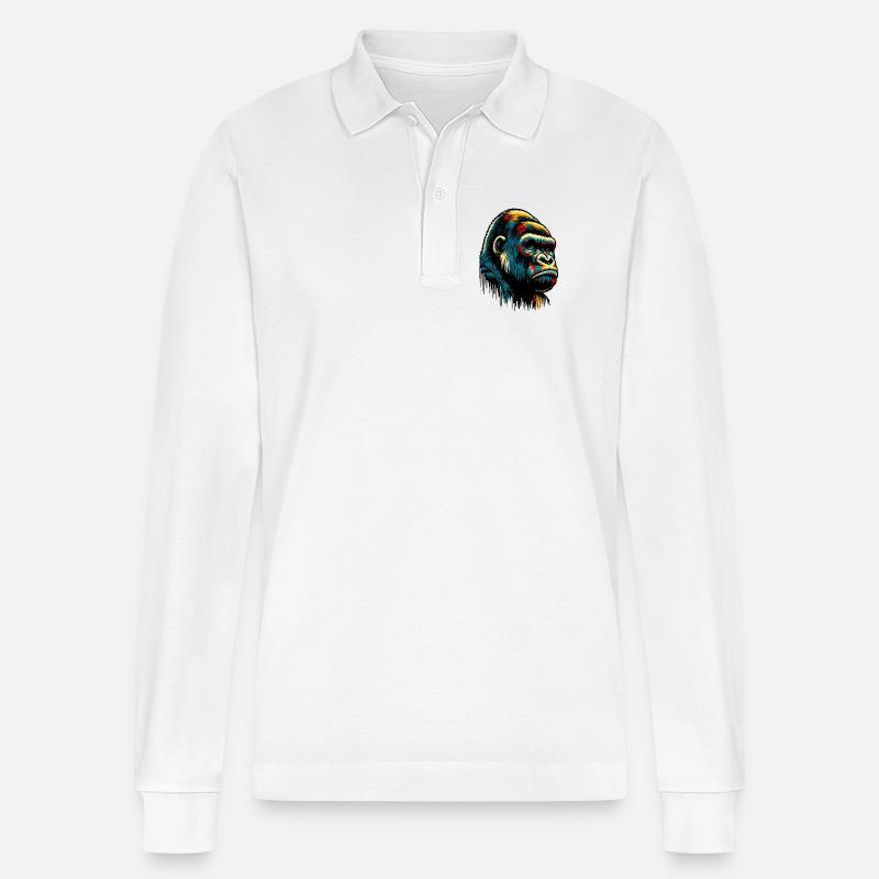Gorilla - Stanley/Stella Unisex Bio-Langarm-Poloshirt Prepster - Weiß