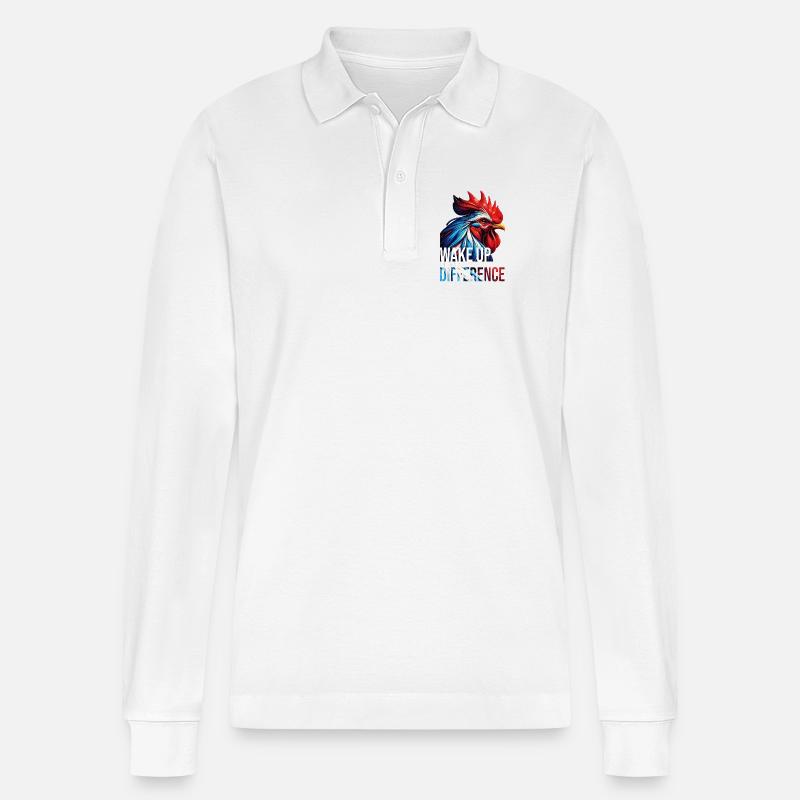 RÉVEILLEZ-VOUS ET FAITES LA DIFFÉRENCE-DB - Polo à manches longues bio PREPSTER Stanley/Stella Unisexe - blanc