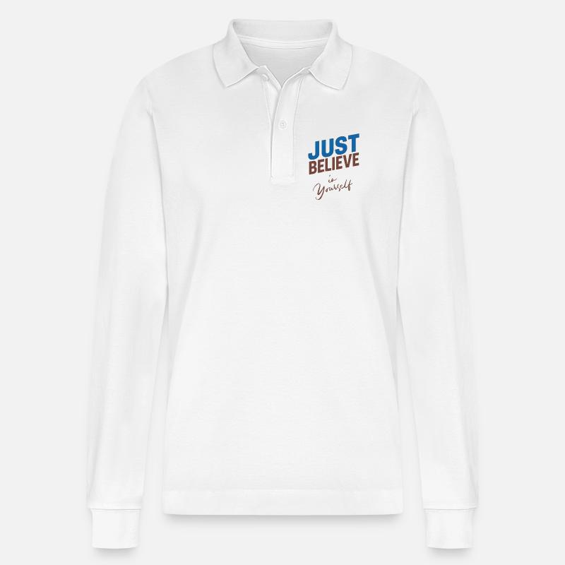 GLAUBE EINFACH AN DICH SELBST - Stanley/Stella Unisex Bio-Langarm-Poloshirt Prepster - Weiß