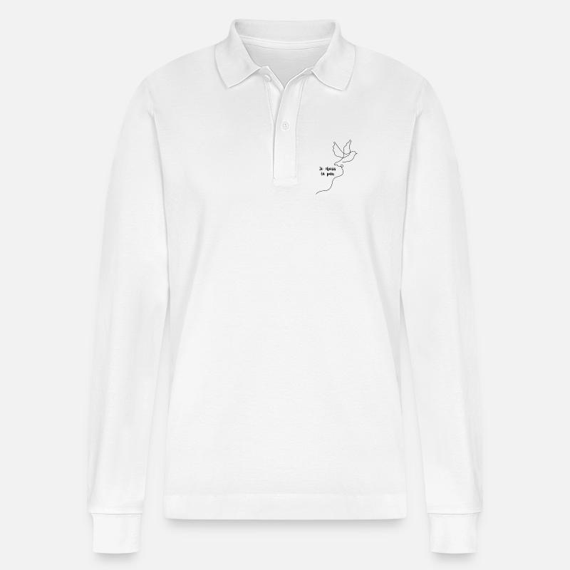 Ich wähle den Frieden - Stanley/Stella Unisex Bio-Langarm-Poloshirt Prepster - Weiß