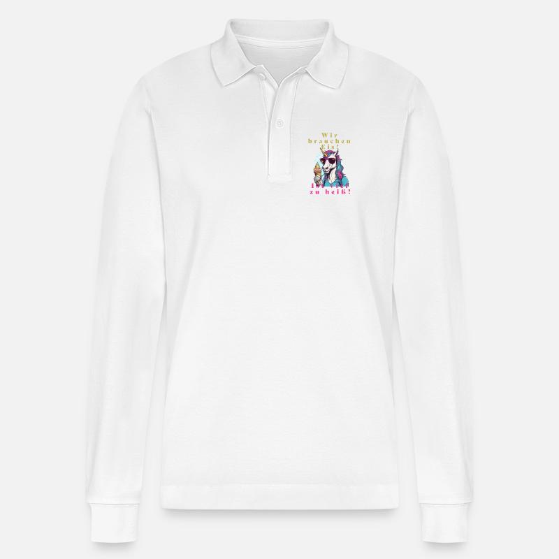 Einhorn Eis vs. Hitze - Stanley/Stella Unisex Bio-Langarm-Poloshirt Prepster - Weiß