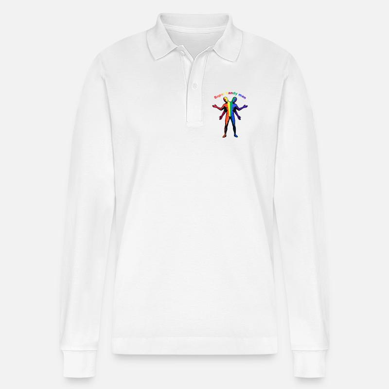 Super-Handwerker-Regenbogen - Stanley/Stella Unisex Bio-Langarm-Poloshirt Prepster - Weiß