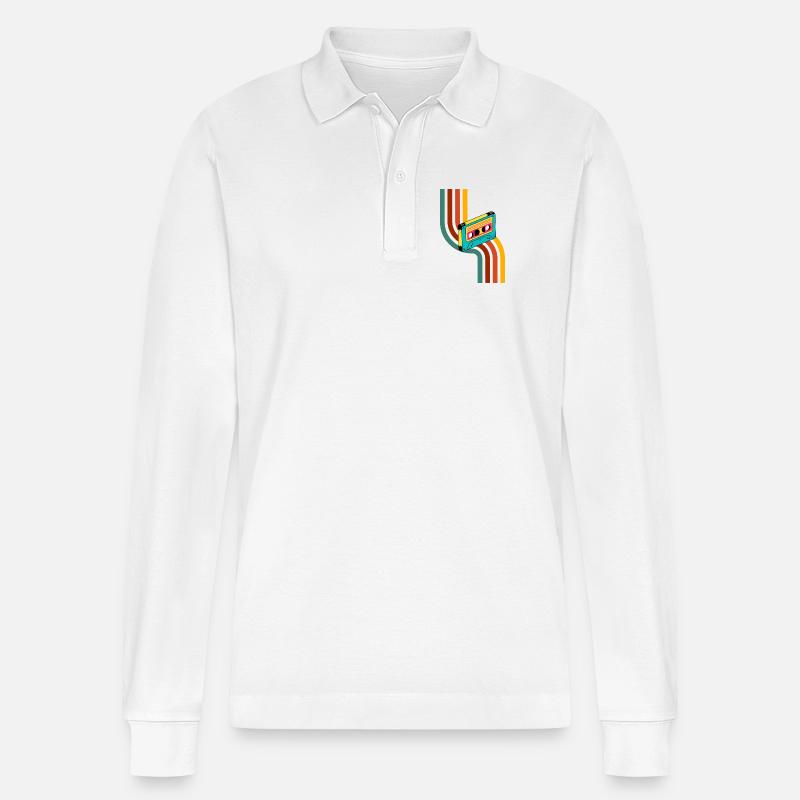 Cassette Neon Rainbow - Polo à manches longues bio PREPSTER Stanley/Stella Unisexe - blanc