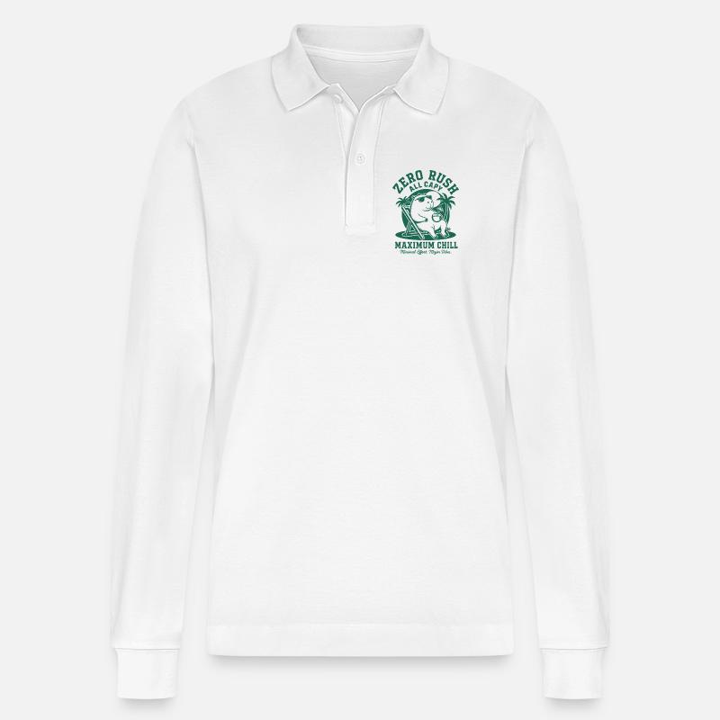 Zero Rush Capybara Chill - Stanley/Stella Unisex Bio-Langarm-Poloshirt Prepster - Weiß