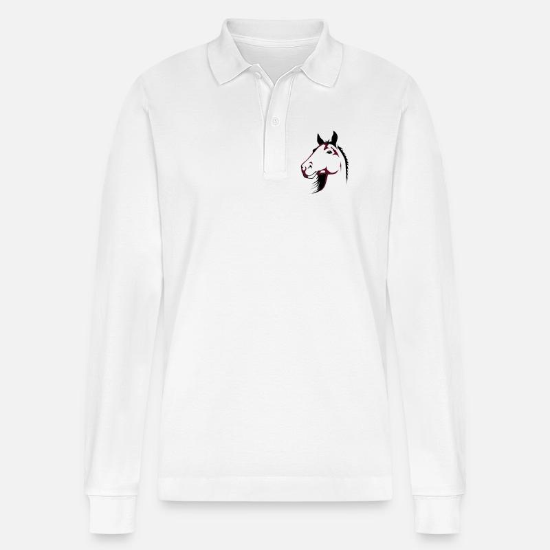 Pferd - Stanley/Stella Unisex Bio-Langarm-Poloshirt Prepster - Weiß