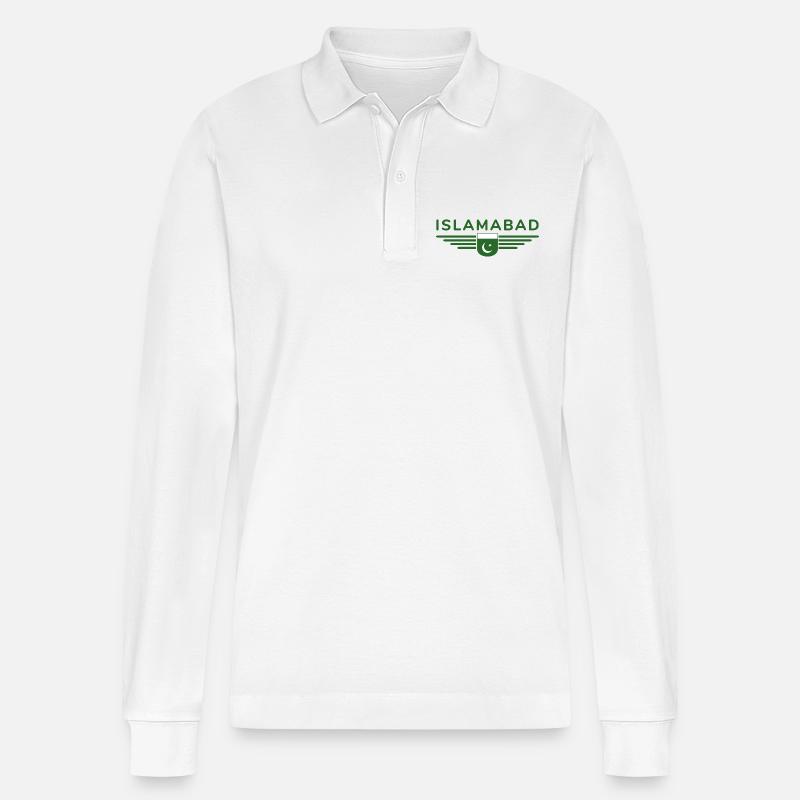 Islamabad Design – Stile della capitale - Polo a manica lunga ecologica unisex Prepster di Stanley/Stella - bianco
